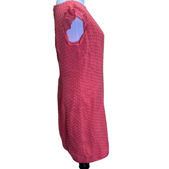 STS Sail to Sable Pink Coral Silk Ruffle Sleeve Swiss Dot Dress Size 2 - Picture 8 of 10